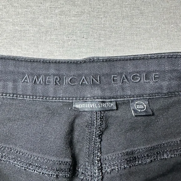 American Eagle Black Distressed Stretch Denim Shorts Size 20 - Picture 5 of 8